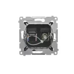 Simon 54 WMDA-0510xx-049 Gniazdo antenowe typu "F" + RJ45 kat.6 (moduł); czarny