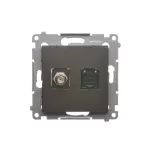 Simon 54 WMDA-0510xx-046 Gniazdo antenowe typu "F" + RJ45 kat.6 (moduł); brąz mat