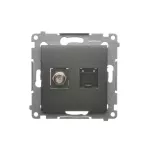 Simon 54 WMDA-0510xx-048 Gniazdo antenowe typu "F" + RJ45 kat.6 (moduł); antracyt