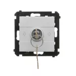 Simon 55 WMDL-0K012x-143 Łącznik na kluczyk roletowy jednobiegunowy (moduł) 3 pozycyjny „I-0-II” 2 styki N/O, 5 A, 250 V~; Aluminium mat