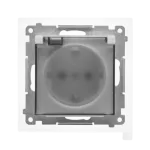Simon 55 WMDW-321102-143A Gniazdo Schuko do wersji IP44 z przesłonami z uszczelką ramki (moduł) 16 A, 250 V~, szybkozłącza. Klapka transparentna; Aluminium mat