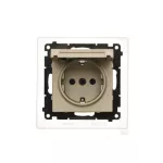 Simon 55 WMDW-321102-144 Gniazdo Schuko do wersji IP44 z przesłonami z uszczelką ramki (moduł) 16 A, 250 V~, szybkozłącza. Klapka w kolorze pokrywy; Szampański mat