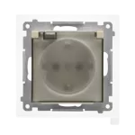 Simon 55 WMDW-321102-144A Gniazdo Schuko do wersji IP44 z przesłonami z uszczelką ramki (moduł) 16 A, 250 V~, szybkozłącza. Klapka transparentna; Szampański mat