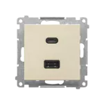 Simon 55 WMDS-0042L2-144 Ładowarka USB C+A (moduł), 30W, 230V; Szampański mat