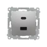 Simon 54 WMDZ-EC2CAQ-043 Ładowarka USB C+A (moduł), 30W, 230V; srebrny mat