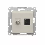 Simon 54 WMDA-0510XX-042 Gniazdo antenowe typu "F" + RJ45 kat.6 (moduł); kaszmirowy