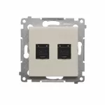 Simon 54 WMDK-0620XX-042 Gniazdo komputerowe podwójne RJ45 kategoria 6, z przesłoną przeciwkurzową (moduł); kaszmirowy