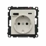 Simon 55 WMDW-001115-142 Gniazdo schuko z zintegrowaną ładowarką USB C+A (moduł), 2.1 A, 5 V DC, 230 V; Kaszmirowy