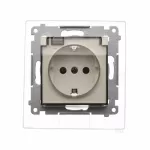 Simon 54 WMDW-521111-042 Gniazdo Schuko do wersji IP44 z przesłonami z uszczelką ramki (moduł) 16A, 250V~, zaciski śrubowe, klapka transparentna; kaszmirowy