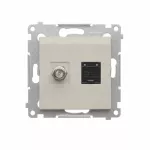 Simon 54 WMDA-0510XX-042 Gniazdo antenowe typu "F" + RJ45 kat.6 (moduł); kaszmirowy