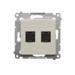 Simon 54 WMDK-0620XX-042 Gniazdo komputerowe podwójne RJ45 kategoria 6, z przesłoną przeciwkurzową (moduł); kaszmirowy