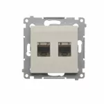 Simon 54 WMDK-0640xx-042 Gniazdo komputerowe podwójne RJ45 kategoria 6 ekranowane z przesłoną przeciwkurzową (moduł); kaszmirowy