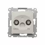 Simon 54 WMDA-07XXXX-042 Gniazdo TV-DATA. Dwa porty wyjściowe typu "F" (moduł). Częstotliwość dla wejścia 5-1000 MHz; kaszmirowy