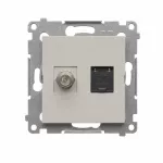 Simon 54 WMDA-0510XX-042 Gniazdo antenowe typu "F" + RJ45 kat.6 (moduł); kaszmirowy