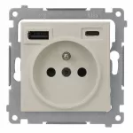 Simon 54 WMDW-001114-042 Gniazdo wtyczkowe z zintegrowaną ładowarką USB C+A (moduł), 2.1 A, 5 V DC, 230 V; kaszmirowy