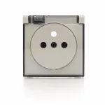 Simon 54 WMDW-P3121x-042 Pokrywa gniazda do wersji IP44 z przesłonami, klapka transparentna; kaszmirowy *Wymagana uszczelka IP44 do ramki