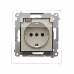 Simon 54 WMDW-521111-042 Gniazdo Schuko do wersji IP44 z przesłonami z uszczelką ramki (moduł) 16A, 250V~, zaciski śrubowe, klapka transparentna; kaszmirowy