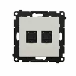 Simon 55 WMDA-P92xx5-142 Gniazdo komputerowe podwójne RJ45 kategoria 6, z przesłoną przeciwkurzową (moduł); Kaszmirowy