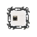 Simon 24 WS24P-2430599-030 Gniazdo komputerowe pojedyncze RJ45 kategoria 6, ekranowane z przesłoną przeciwkurzową (moduł); biały