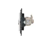 Simon 24 WS24P-2432599-030 Gniazdo komputerowe podwójne RJ45 kategoria 6, ekranowane z przesłoną przeciwkurzową (moduł); biały