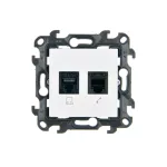 Simon 24 WS24P-2430595-030 Gniazdo komputerowe RJ45 kategoria 5e + telefoniczne RJ11 (moduł); biały