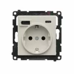 Simon 55 WMDW-001115-142 Gniazdo schuko z zintegrowaną ładowarką USB C+A (moduł), 2.1 A, 5 V DC, 230 V; Kaszmirowy