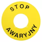 Żółta tabliczka okragła fi60 STOP-AWARYJNY