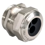 Dławnica mosiężna niklowana EX PG16 z 2 przepustami fi4,5-6,0mm dł.gwintu 6mm