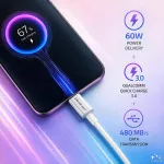 Qoltec Kabel USB-C | USB-C | 60W | QC 3.0 | 480 MB/s | PD | 1.5m | Biały