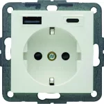 B.x Gniazdo SCHUKO z ładowarką USB A+C 20W PD, biały mat
