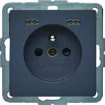 Q.x Gniazdo z uziemieniem z ładowarką USB C+C 20W PD, antracyt aksamit