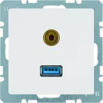 Q.x Gniazdo USB/3.5 mm audio biały, aks