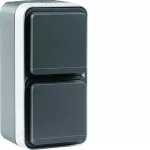 W.1 Gniazdo SCHUKO 2P+Z 2-kr pionowe, kompletne, zać. śrubowe IP55, szary