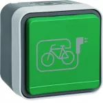 W.1 Gniazdo SCHUKO z zieloną pokrywą z symbolem e-bike szary mat
