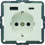 Q.x Gniazdo SCHUKO z ładowarką USB A+C 20W PD, biały aksamit