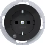 R.x Gniazdo SCHUKO z d. kontr. LED czarny