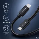 Qoltec Kabel USB-C męski | USB-C męski | 480 Mb/s | 0.5m | Czarny