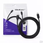 Qoltec Kabel USB-C męski | USB-C męski | 480 Mb/s | 2.5m | Czarny