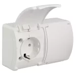 Gniazdo podwójne 2x2P+Z SCHUKO VG 182-01, n/t IP44 białe z klapką białą