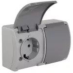 Gniazdo podwójne 2x2P+Z SCHUKO VG 182-08, n/t IP44 popiel z klapk.grafit