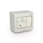 Gniazdo pojedyncze Schuko + Łącznik pojedynczy natynkowy GPSWPN IP55 "AQUA55" szare
