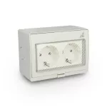 Gniazdo podwójne Schuko natynkowe G2SN IP55 "AQUA55" szare