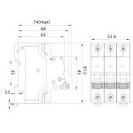 Wyłącznik nadprądowy, 6kA, B, 3-biegunowy, 16A OCB/B16/3P biały