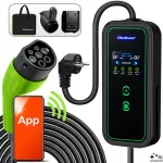 Qoltec Mobilna ładowarka do samochodu elektrycznego EV i hybryd z regulacją 2w1 Typ2 | 3.5kW | 230V | SCHUKO 16A | Wi-fi | LCD | Przenośna | Wallbox | 5m