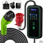 Qoltec Mobilna ładowarka do samochodu elektrycznego EV i hybryd z regulacją 2w1 Typ2 | 11kW | LCD | 3 fazy | CEE  32A | Przenośna | Wallbox | 5m