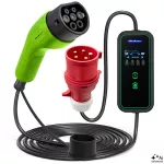 Qoltec Mobilna ładowarka do samochodu elektrycznego EV i hybryd z regulacją 2w1 Typ2 | 11kW | 400V |  CEE 32A | Wi-fi | LCD | 3 fazy | Przenośna | Wallbox | 5m