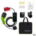 Qoltec Mobilna ładowarka do samochodu elektrycznego EV i hybryd z regulacją 2w1 Typ2 | 11kW | 400V |  CEE 32A | Wi-fi | LCD | 3 fazy | Przenośna | Wallbox | 5m