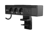 GNIAZDO MEBLOWE NICO, 3 x GNIAZDO SCHUKO, USB A+C, KABEL 1,5m, ŁADOWARKA INDUKCYJNA, CZARNE, Z MOCOWANIEM