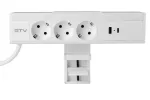 GNIAZDO MEBLOWE NICO, 3 x GNIAZDO SCHUKO, USB A+C, KABEL 1,5m, ŁADOWARKA INDUKCYJNA, BIAŁE, Z MOCOWANIEM