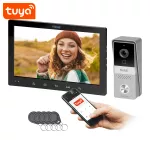 MIDU, zestaw wideodomofonowy jednorodzinny, 4-żyłowy, 10", Wi-Fi, dotykowy panel, Full HD, RFID, czarny